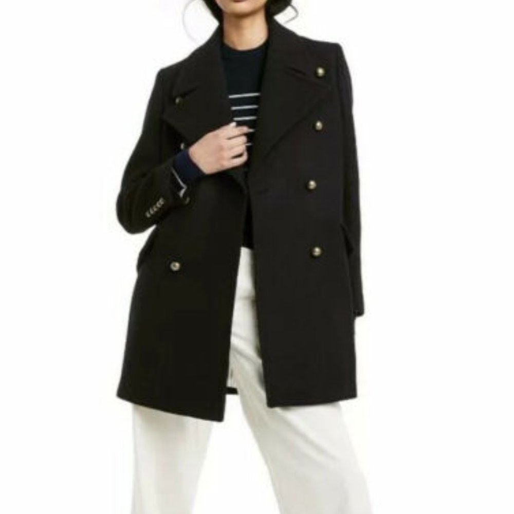 NWT NILI LOTAN BLACK WOOL BLEND WOMENS DOUBLE BREASTED PEACOAT SZ 3X NEW